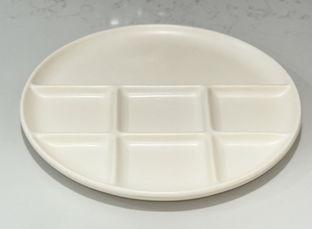 Vtg 70s 80s Varages France Retro Ceramic Divided Plate Appetizer Tapas Cream 10"